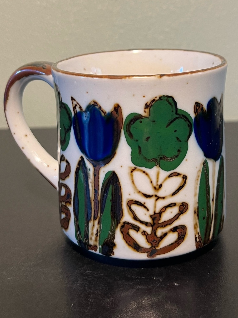 Vintage Otagiri Floral Speckled Stoneware Coffee Cup Mug Bohemian 10oz Retro MCM